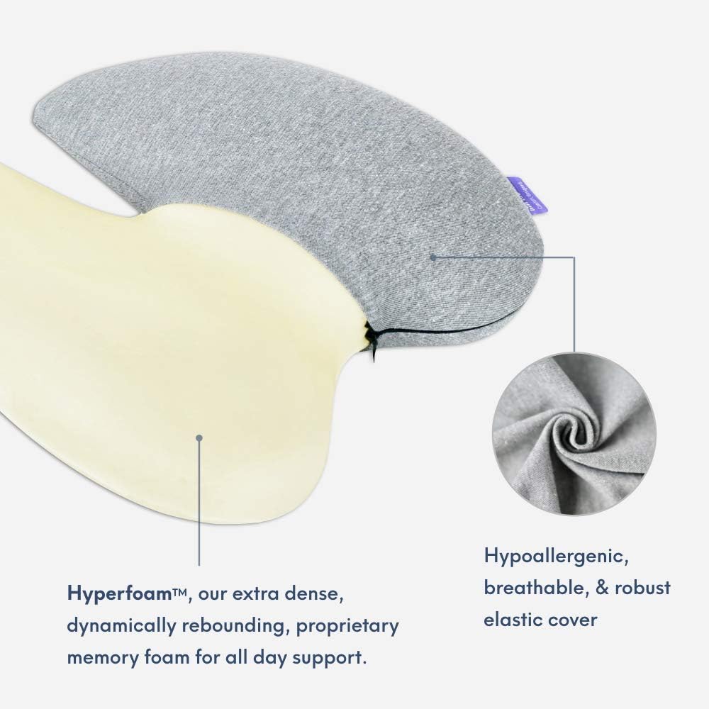 C Cushion Lab Extra Dense Lumbar Pillow with Strap - Grey