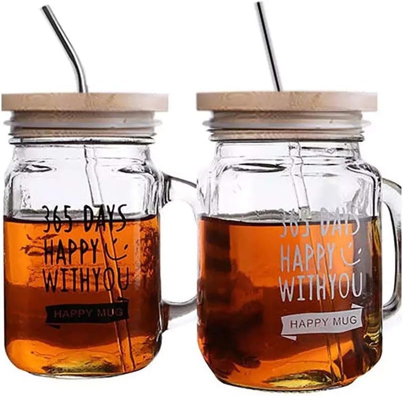 TOUSHI 4Pcs Bamboo Mason Jar Lids with Straw Hole Reusable Leak-Proof Caps