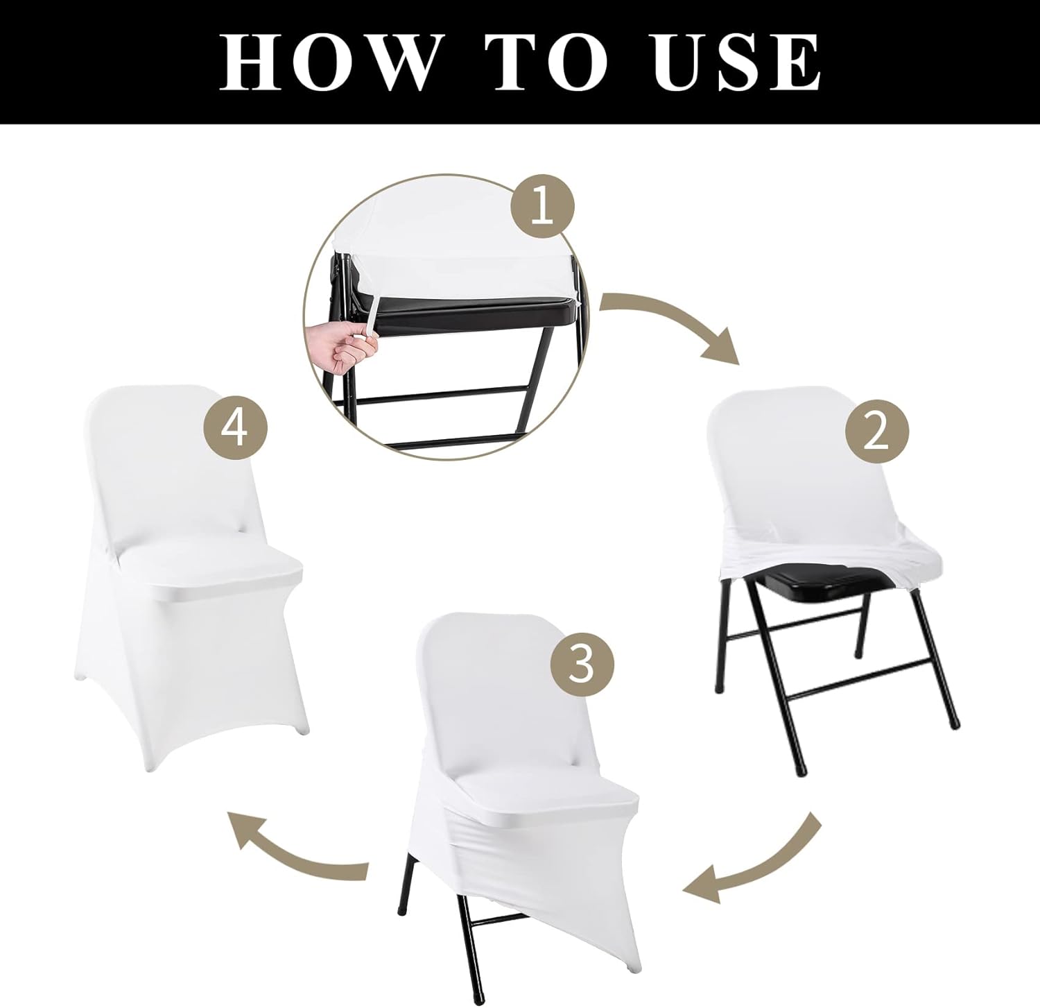 Magalo 12 Pack White Spandex Folding Chair Covers