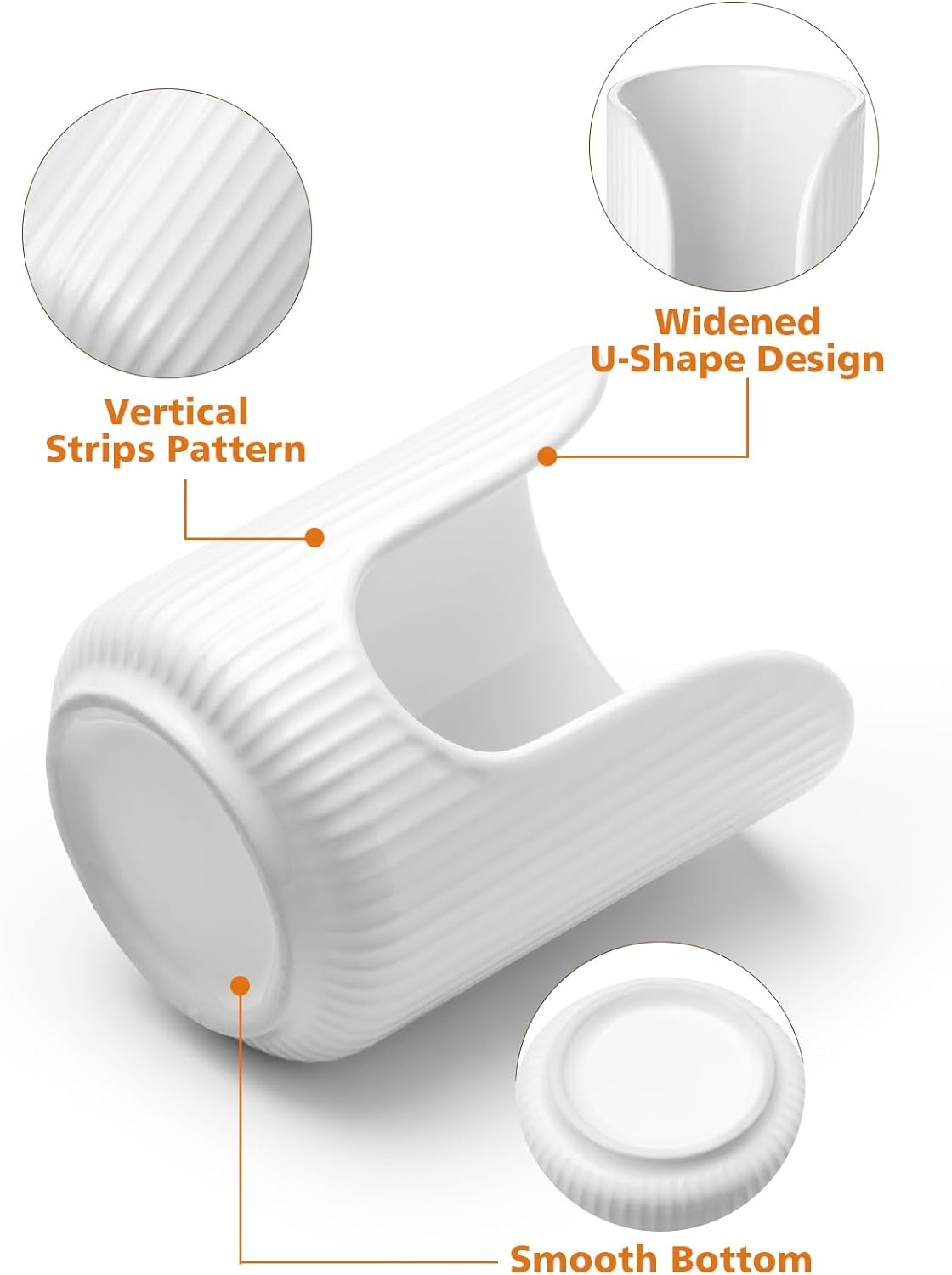 Elegant Striped Ceramic Cup Dispenser for Vanity Countertop