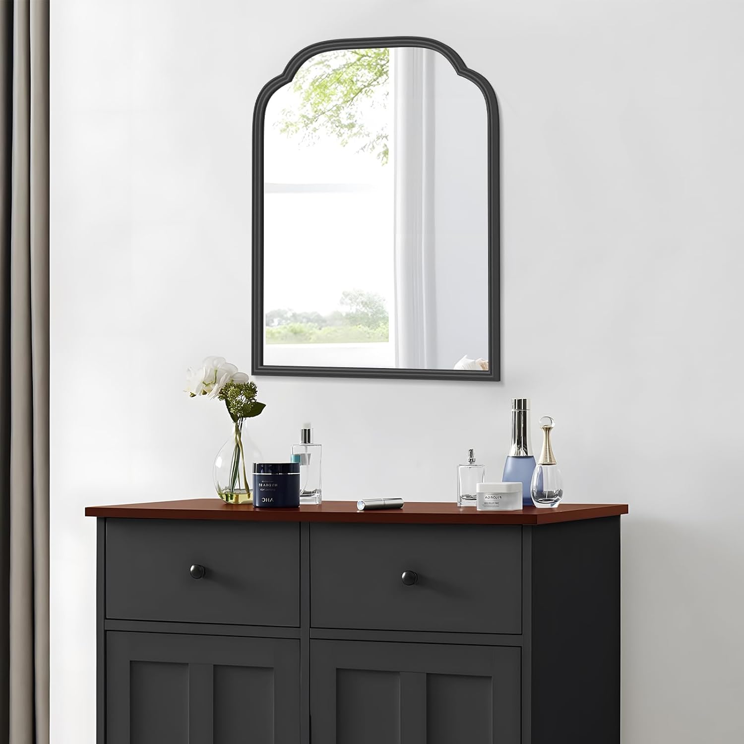 18x24 Inch Black Wall Mirror with Metal Frame