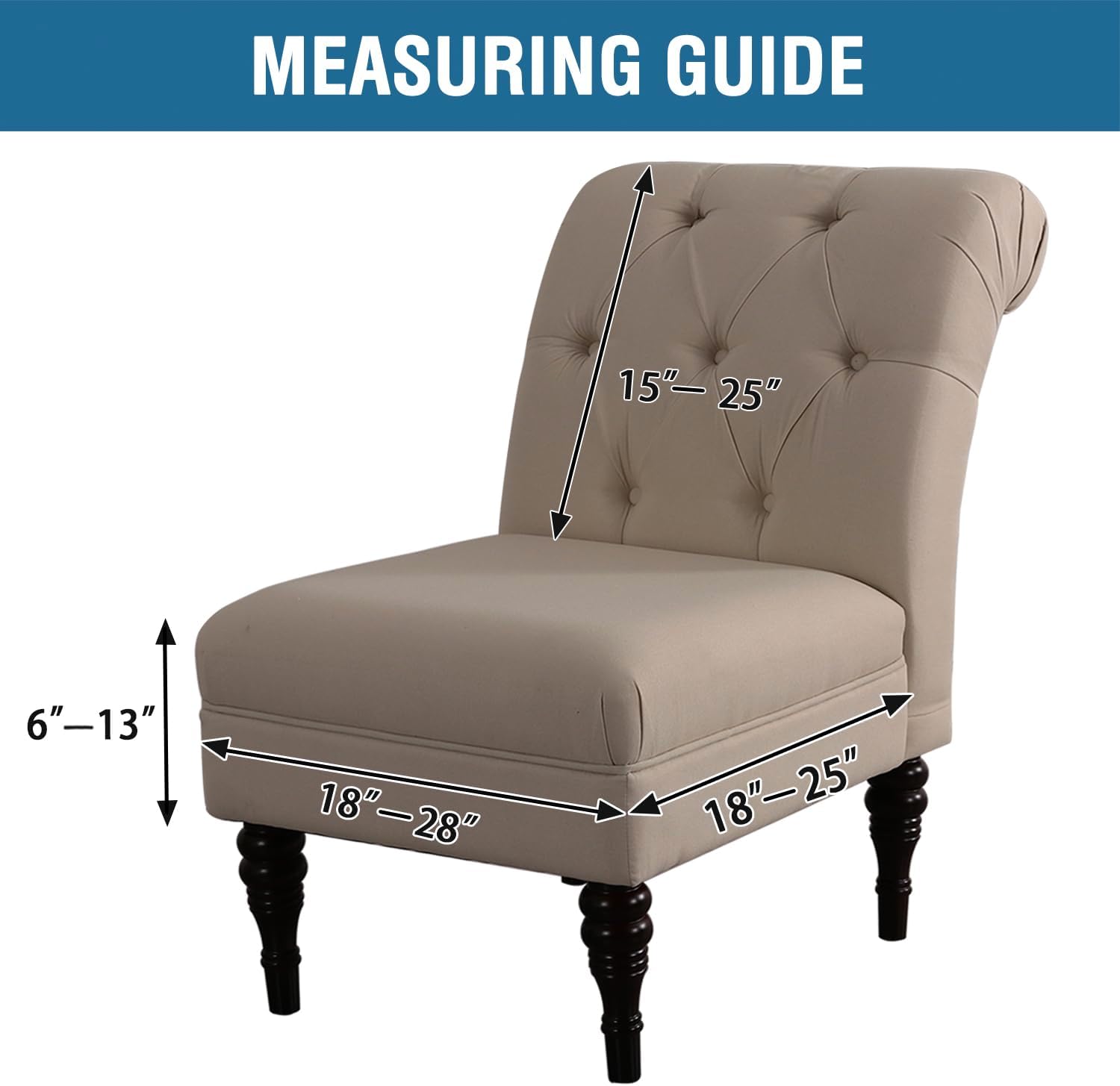 HVERSAILTEX Velvet Armless Chair Cover Ivory
