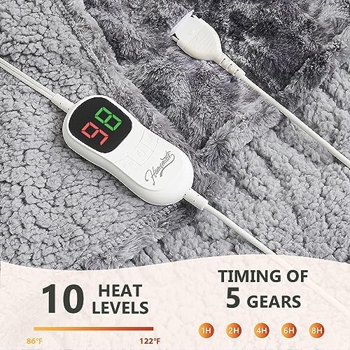 Homemate Heated Blanket Electric Throw 50x60 10 Heat Levels Auto-Off ETL Certified