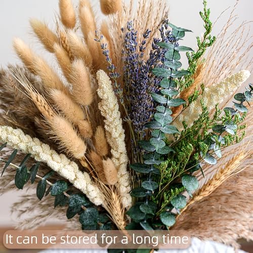 Boho Dried Flower Bouquet with Pampas Grass Lavender Eucalyptus and Wheat