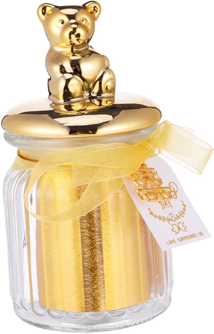 1Pc Elegant Glass Candy Box with Gold Plated Lid