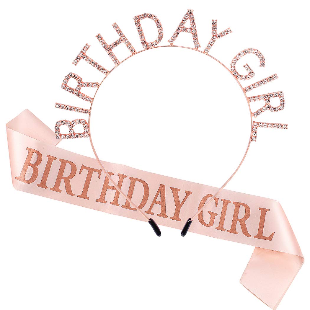 AOPRIE Birthday Girl Crown with Sash and Tiara