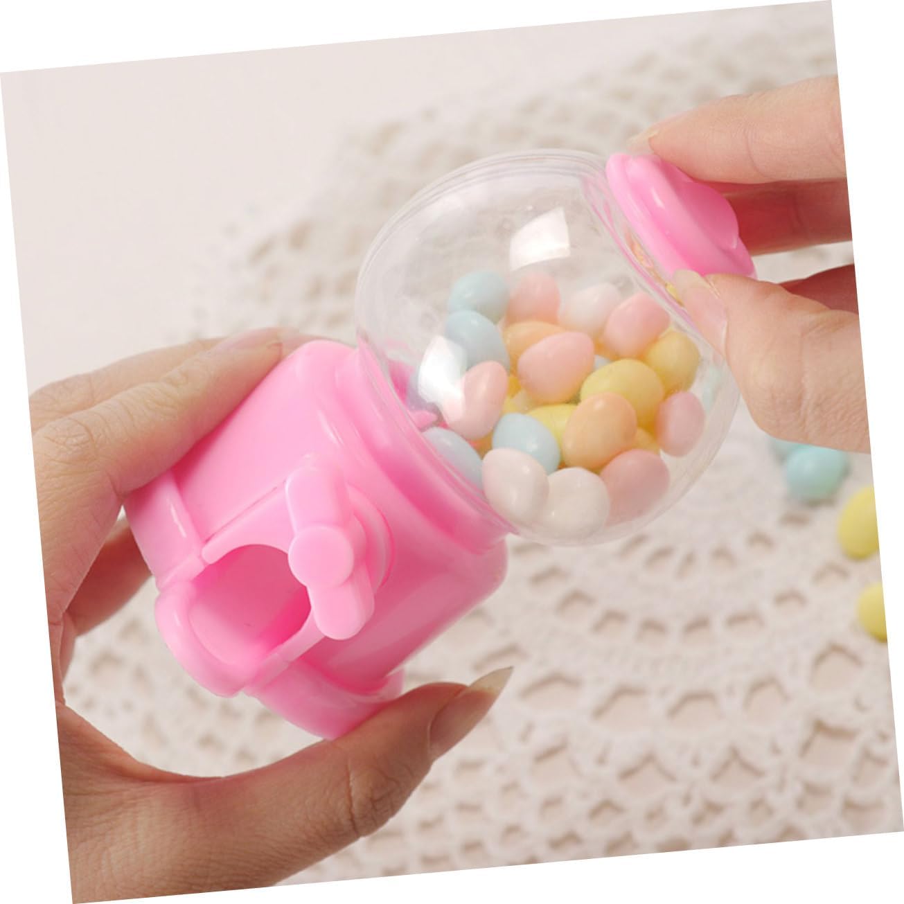 PRETYZOOM 4pcs Manual Gumball Machine Candy Dispenser Pink