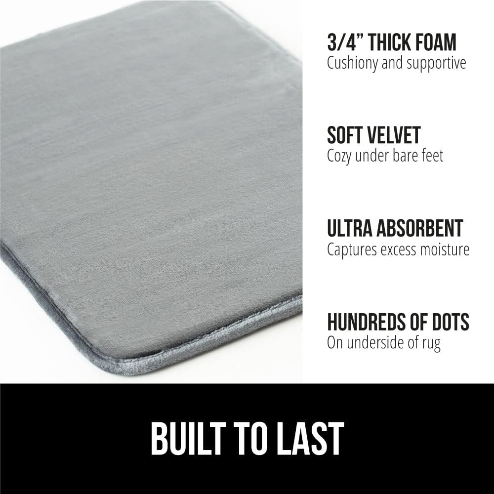 Gorilla Grip Toilet Lid Cover and Memory Foam Bath Rug Bundle