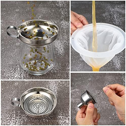 Gejoy 12 Pcs Metal Canning Funnels Set with Strainer and Adhesive Hooks