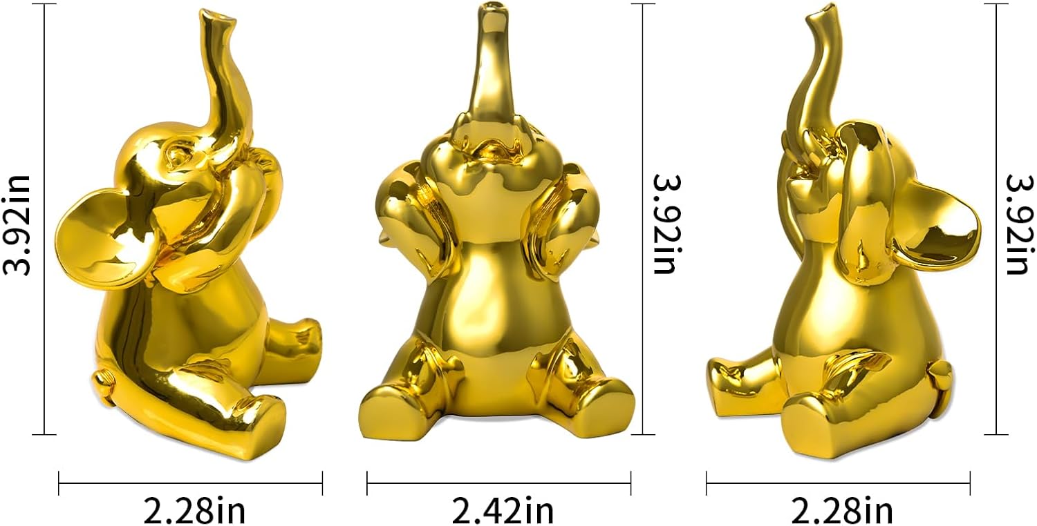 Cute Small Set of 3 Elephant Statues Home Decor