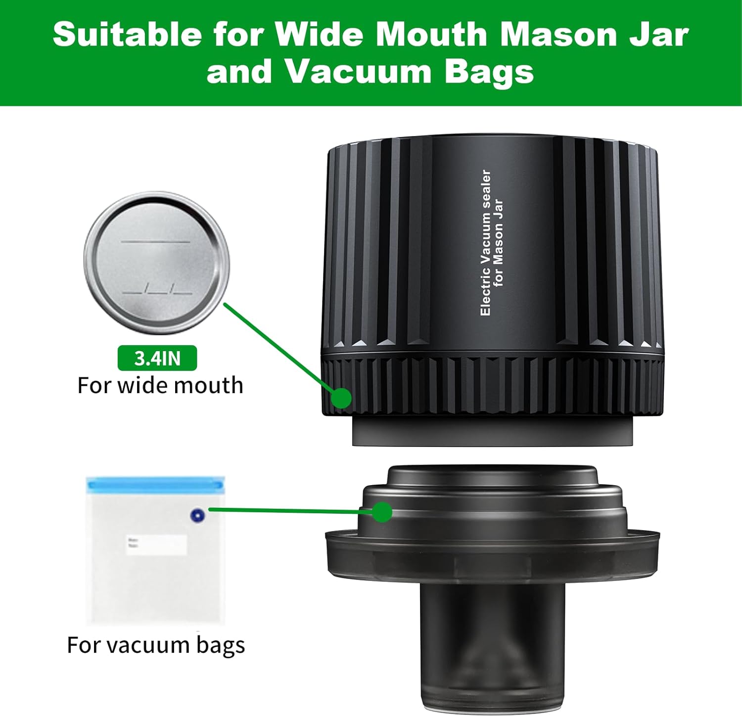 LYCHL 2 in 1 Electric Vacuum Sealer Kit for Mason Jars