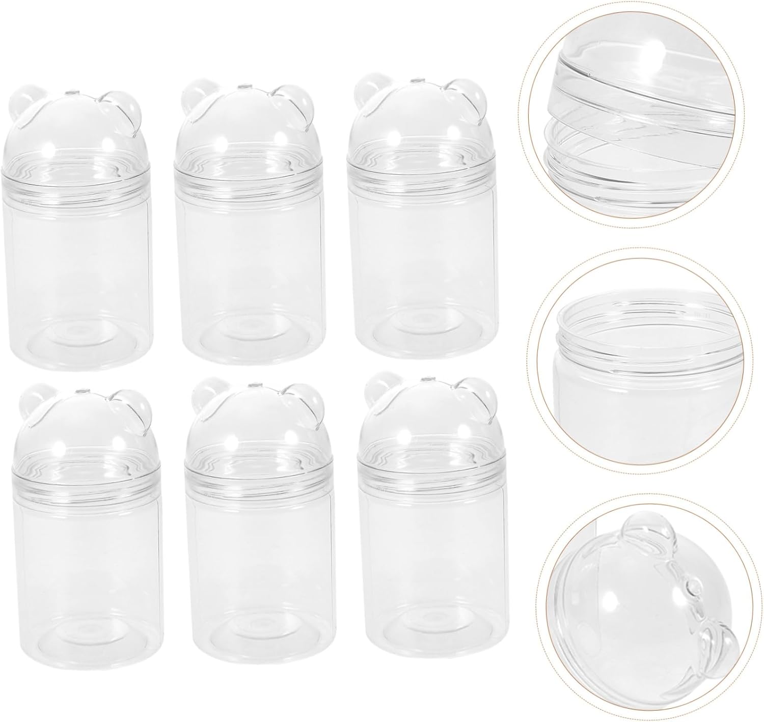 6pcs Transparent Bear Shaped Candy Storage Jars for Party Favors