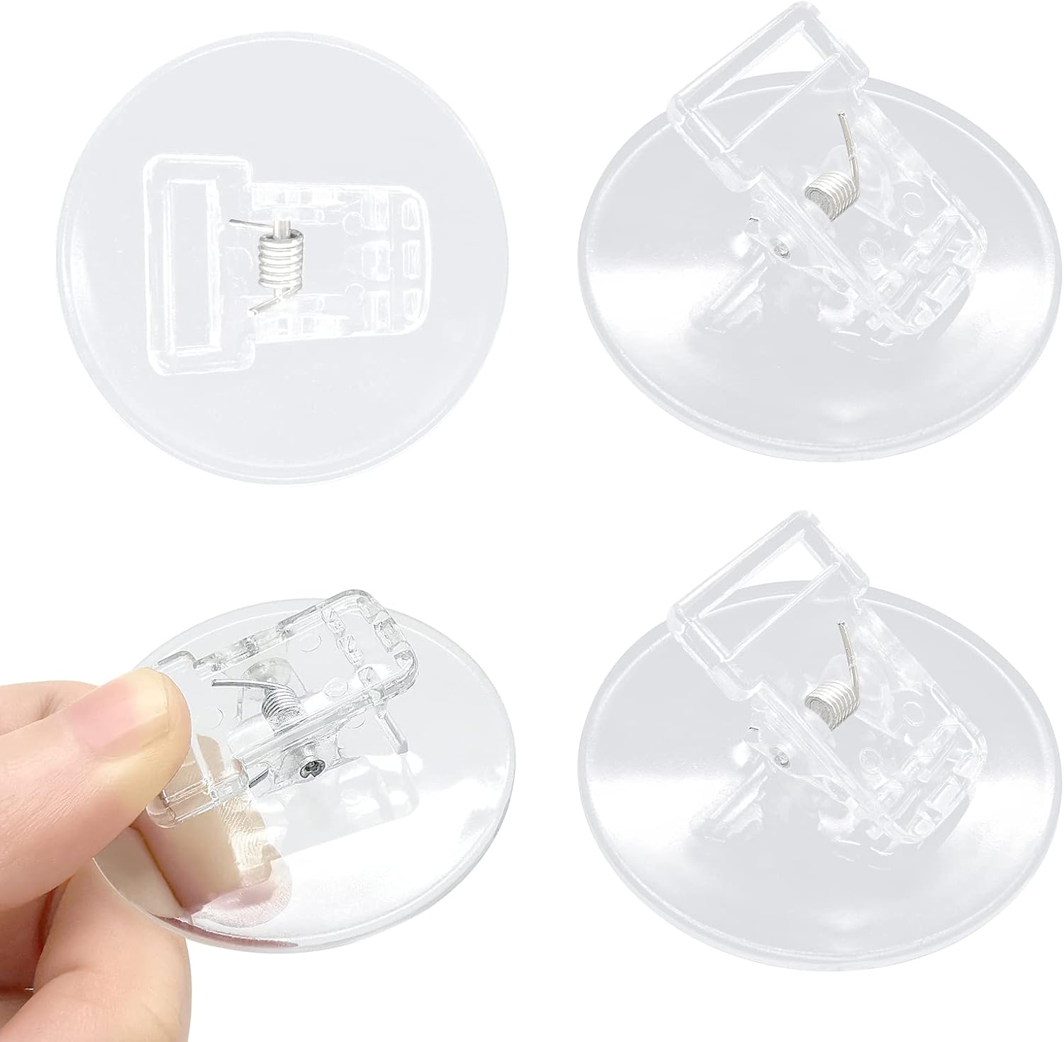 4 Pack Clear Shower Curtain Clips with Self Adhesive Windproof Splash Guard