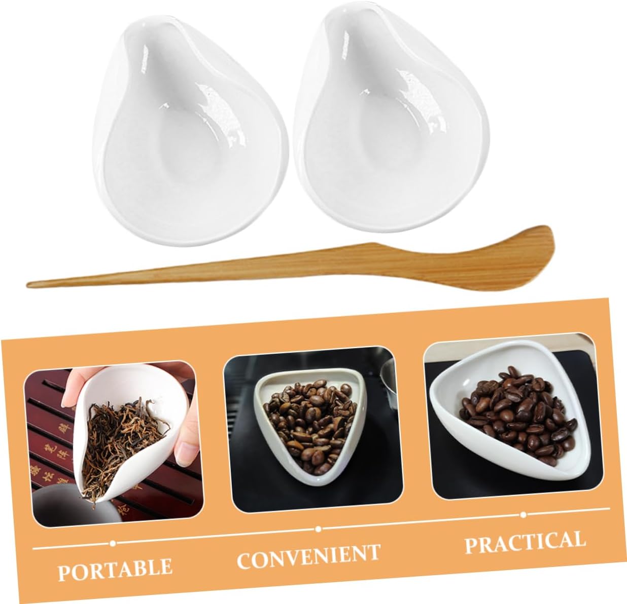 Hohopeti Tea Scoop Porcelain Vessel Set Loose Leaf Storage