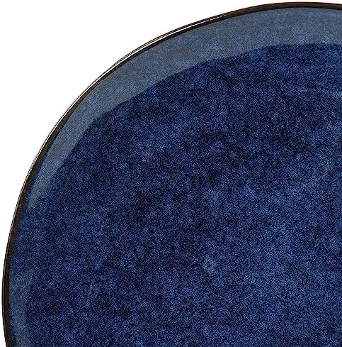 Elama Samara 12 Piece Stoneware Dinnerware Set Blue