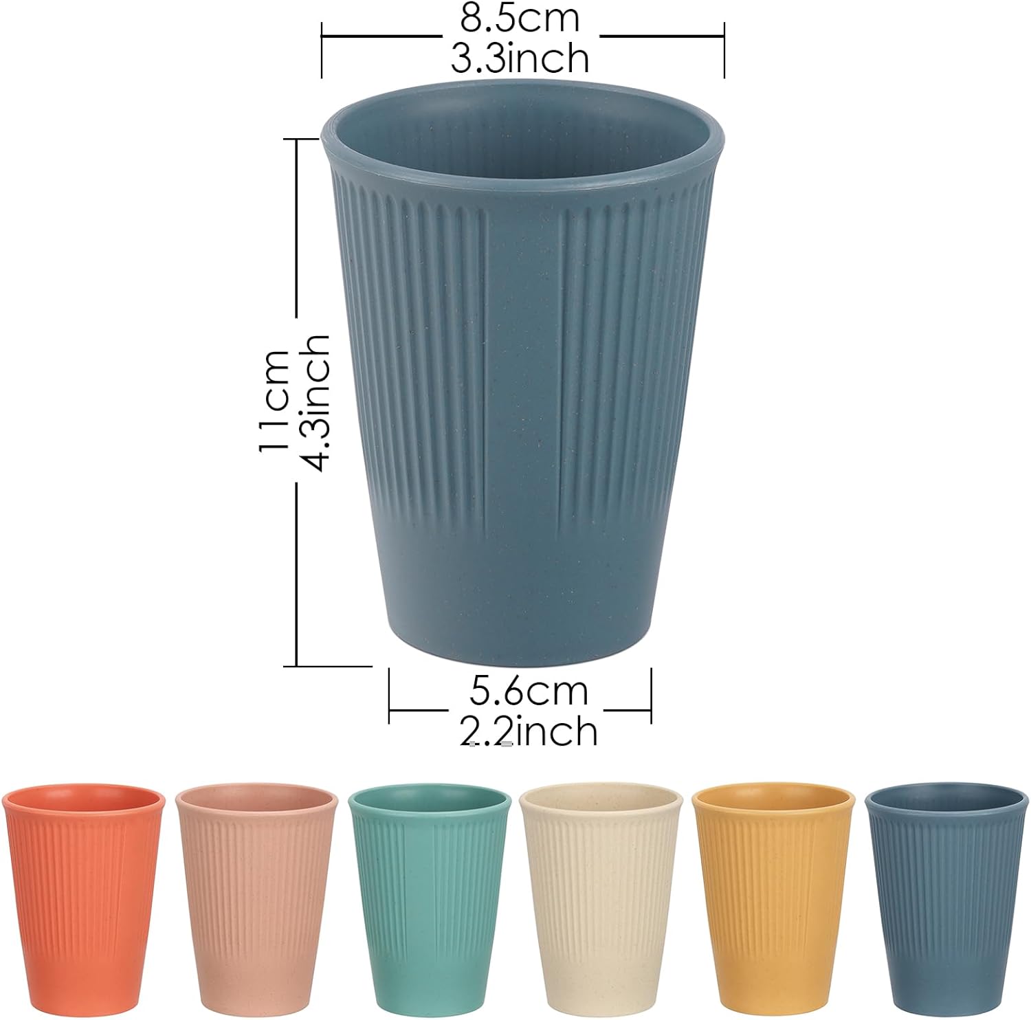 Phyllia 12 oz Reusable Wheat Straw Cups Set of 6