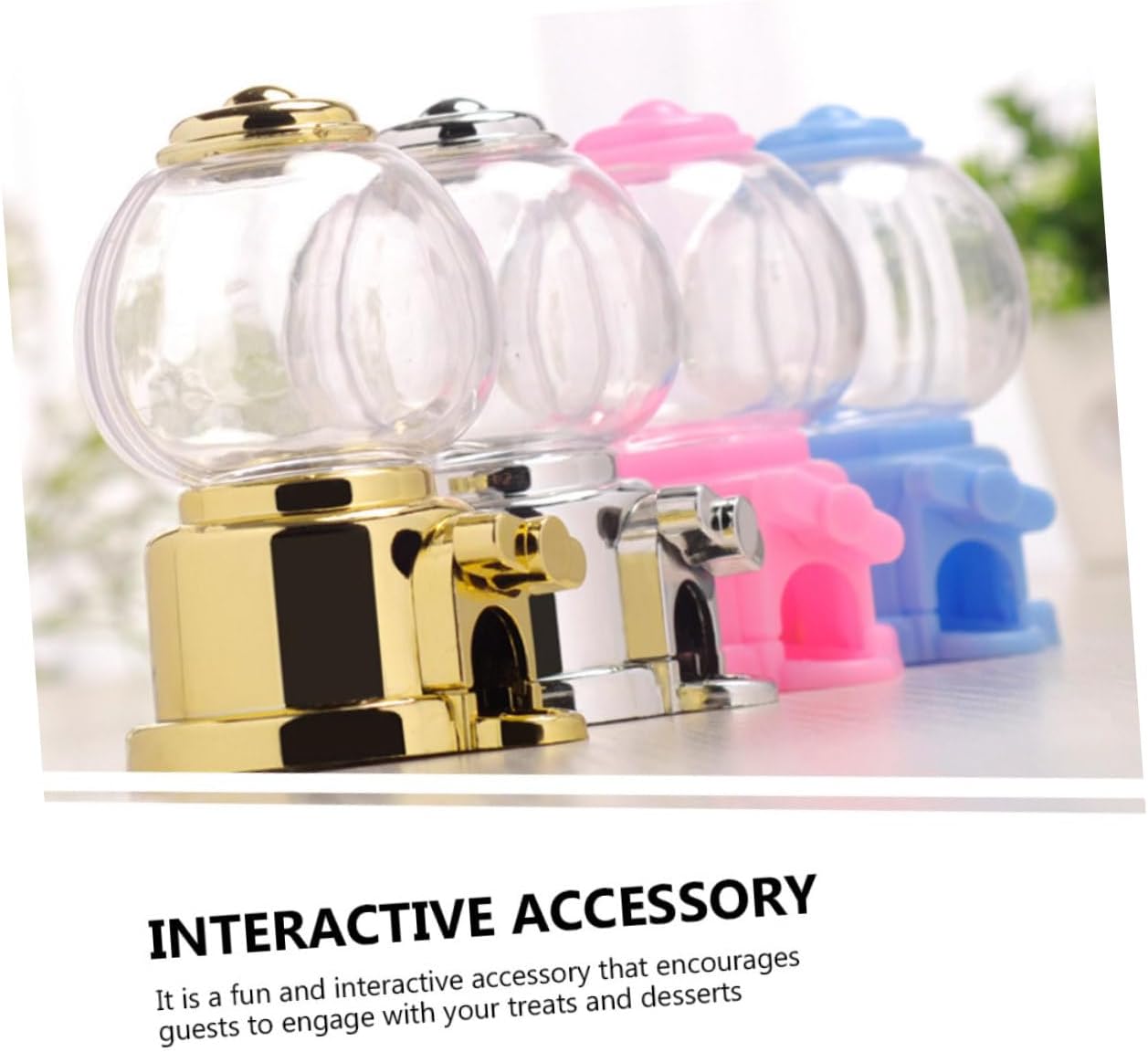 PRETYZOOM 4pcs Manual Gumball Machine Candy Dispenser Pink