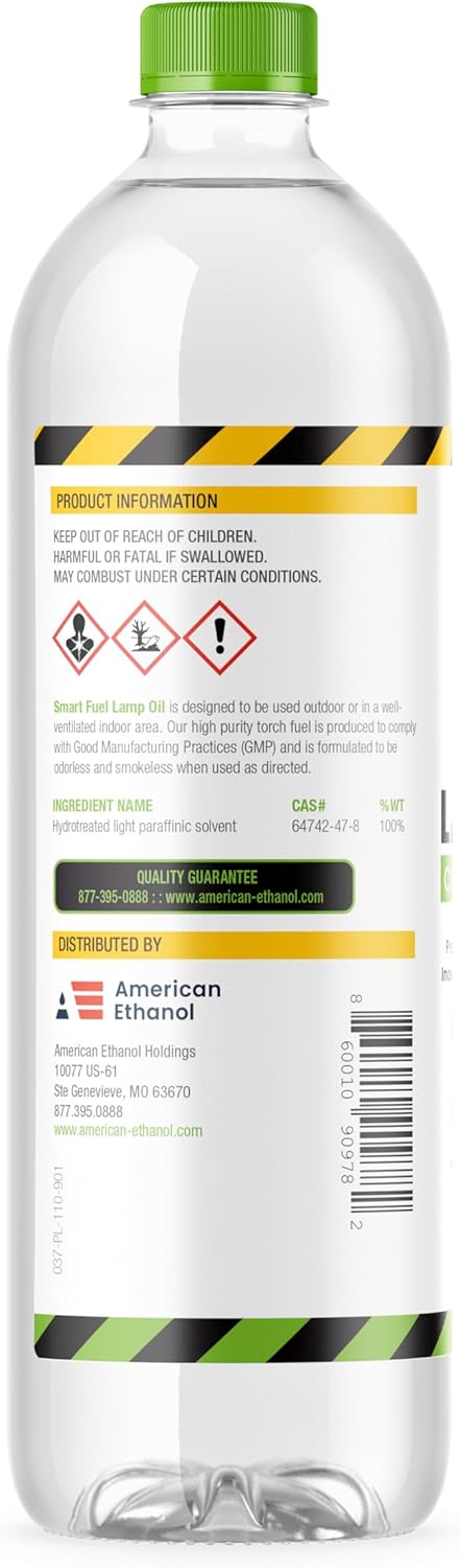 Smart Fuel Ethanol Paraffin Oil Lamp Fuel 32 oz