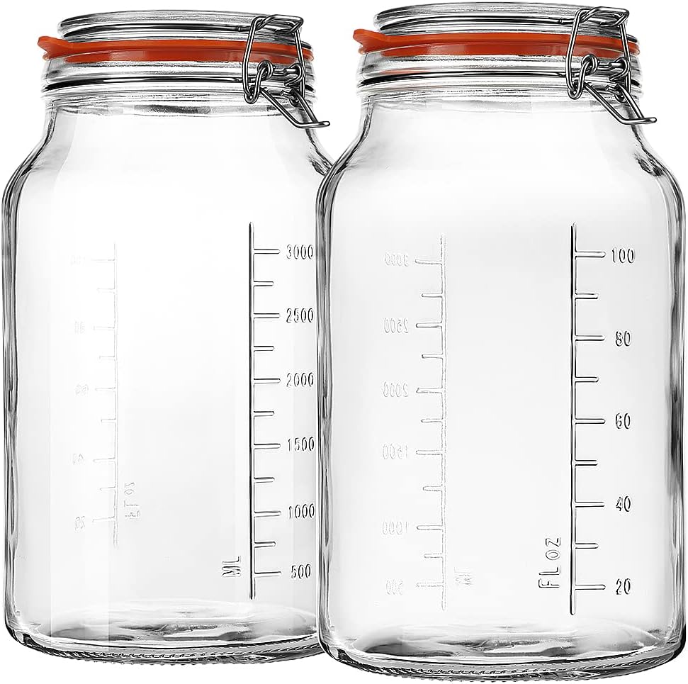 Super Wide-Mouth Glass Jars with Hinged Lids 2-Pack