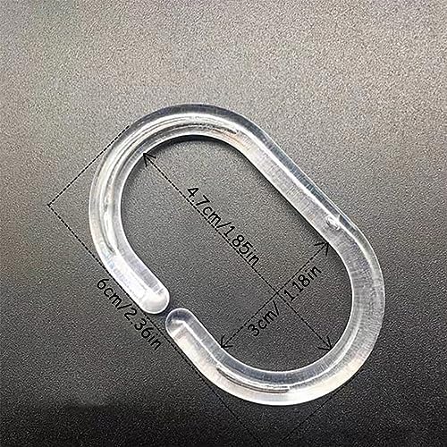 24 PCS Clear Plastic Shower Curtain Rings Hooks Hangers Rod Mount