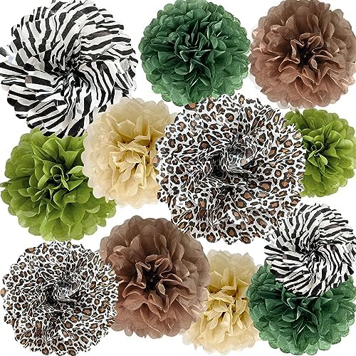 Jungle Safari Tissue Paper Pom Poms Decorations