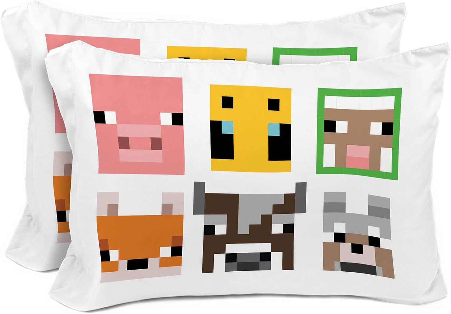 Sunny Side Up Minecraft Mobs Animals Reversible Pillowcases Double Sided Covers Kids Bedding