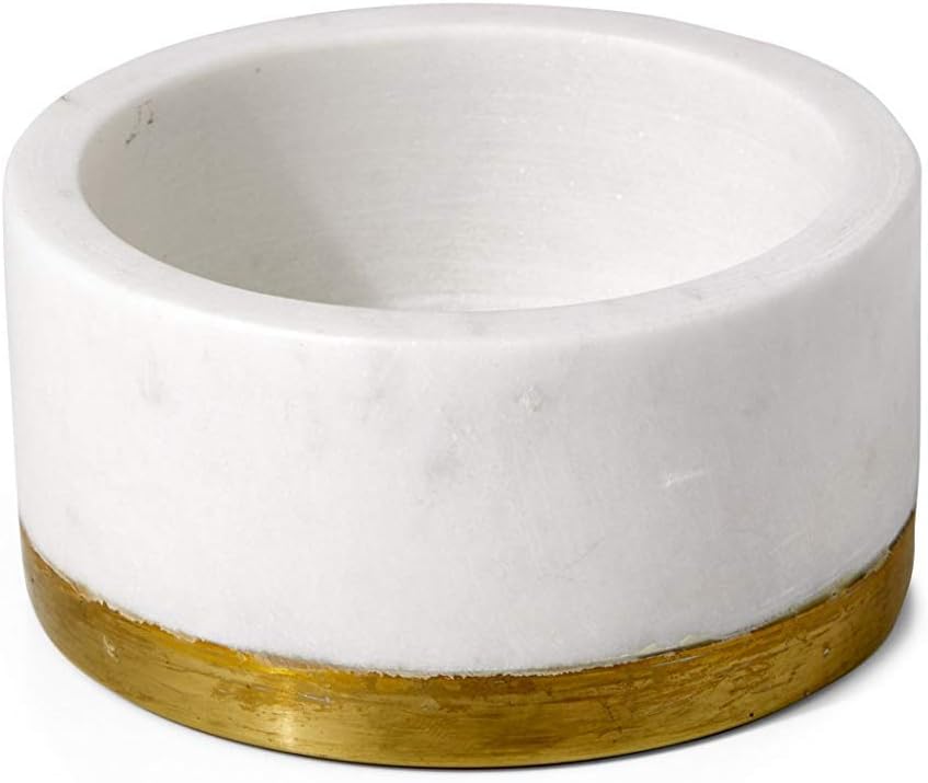 Serene Spaces Living White Marble Bowl with Brass Ring