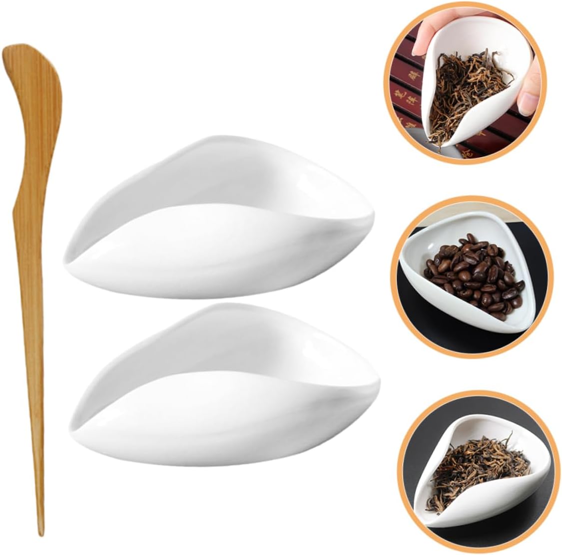 Hohopeti Tea Scoop Porcelain Vessel Set Loose Leaf Storage