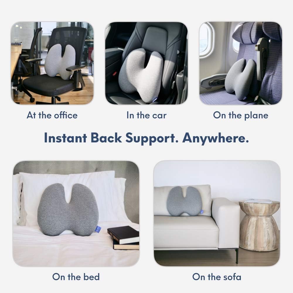 C Cushion Lab Extra Dense Lumbar Pillow with Strap - Grey