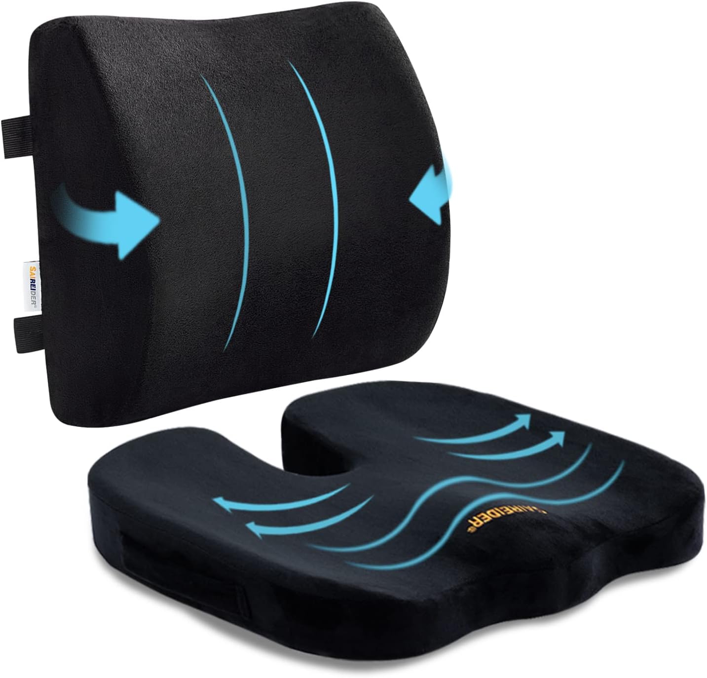 SAIREIDER Seat Cushion and Lumbar Support Pillow for Office Chair