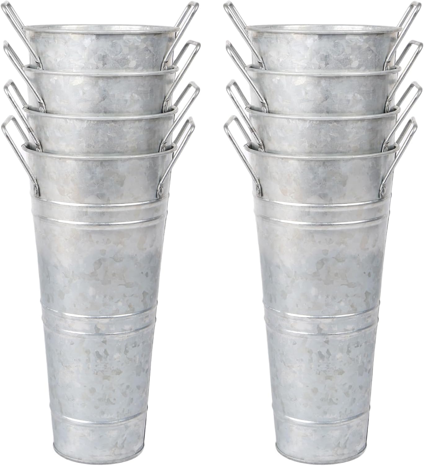 8pcs 10inch Galvanized Flower Bucket Set