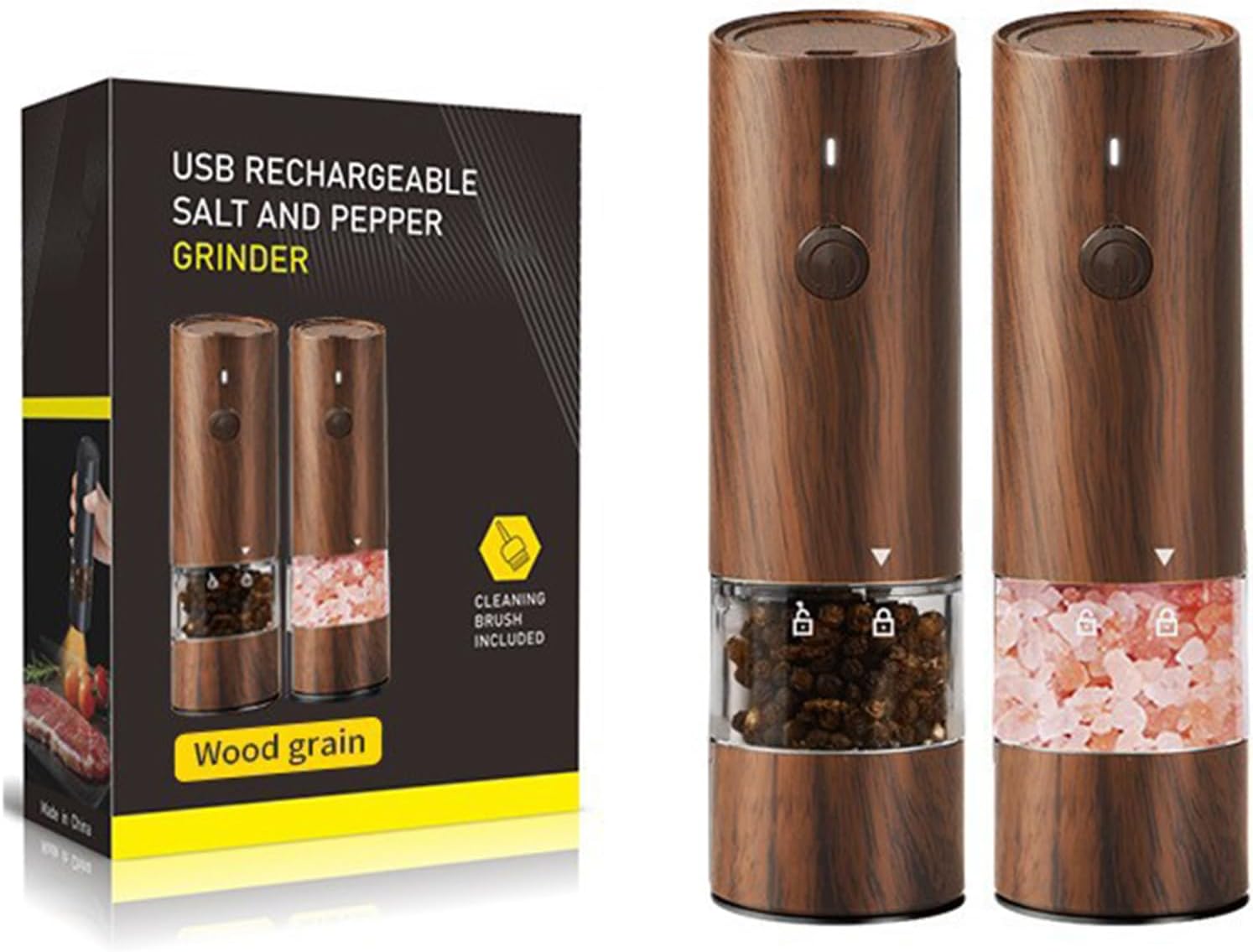 SOONHUA Electric Salt and Pepper Grinder Set with LED Light