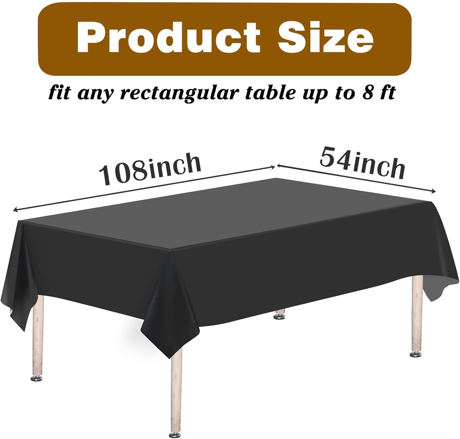 Kopokita 2PCS Black Plastic Tablecloths 54x108 Inch