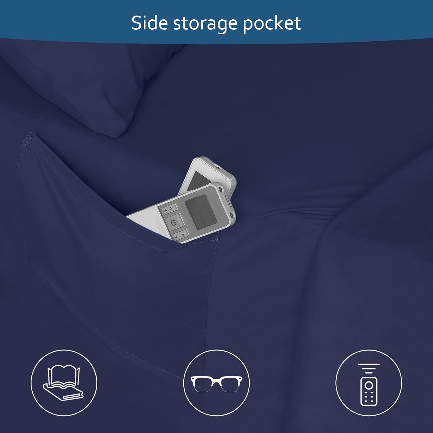 Deep Pocket Twin Sheets Set for Kids Air Mattress - Navy Blue