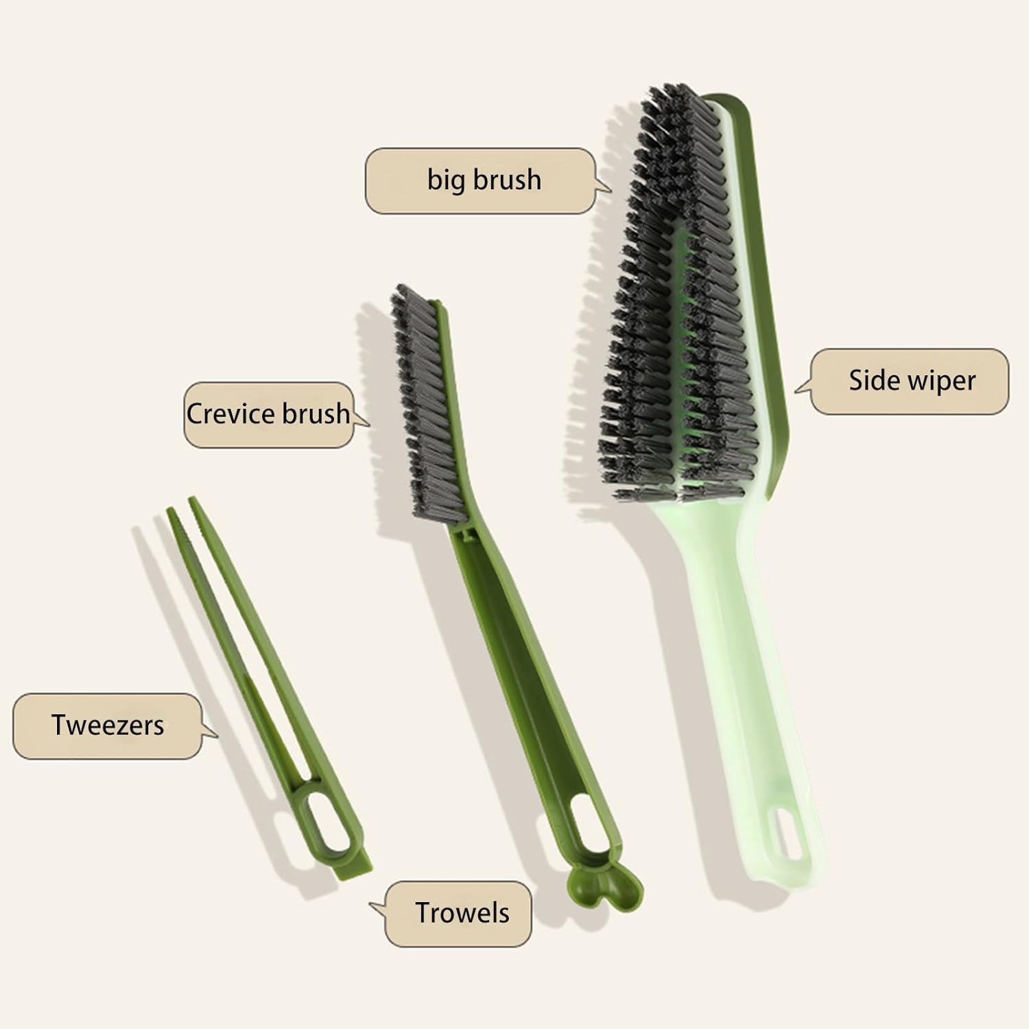 3 in 1 Multifunctional Crevice Cleaning Brush - Green