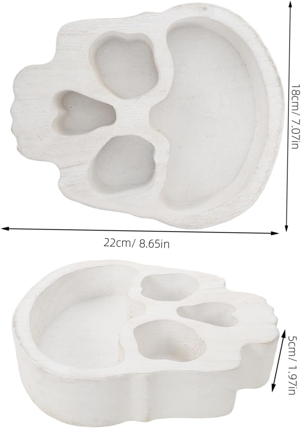 Skull-Shaped Wood Candle Holder Halloween Serving Tray