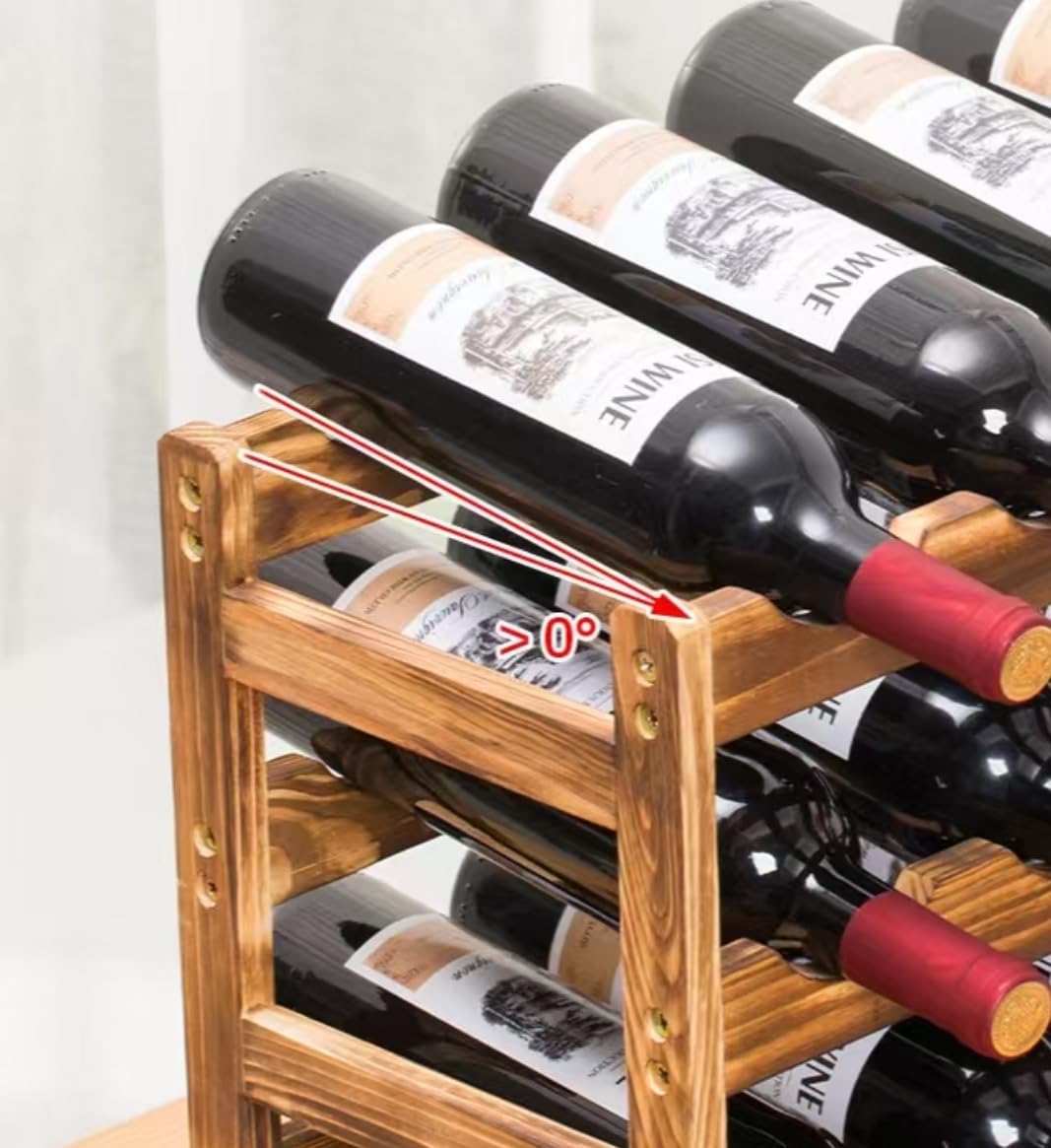 Bamboo Wine Rack 6 Bottle 2-Tier Space-Saving Kitchen Organizer
