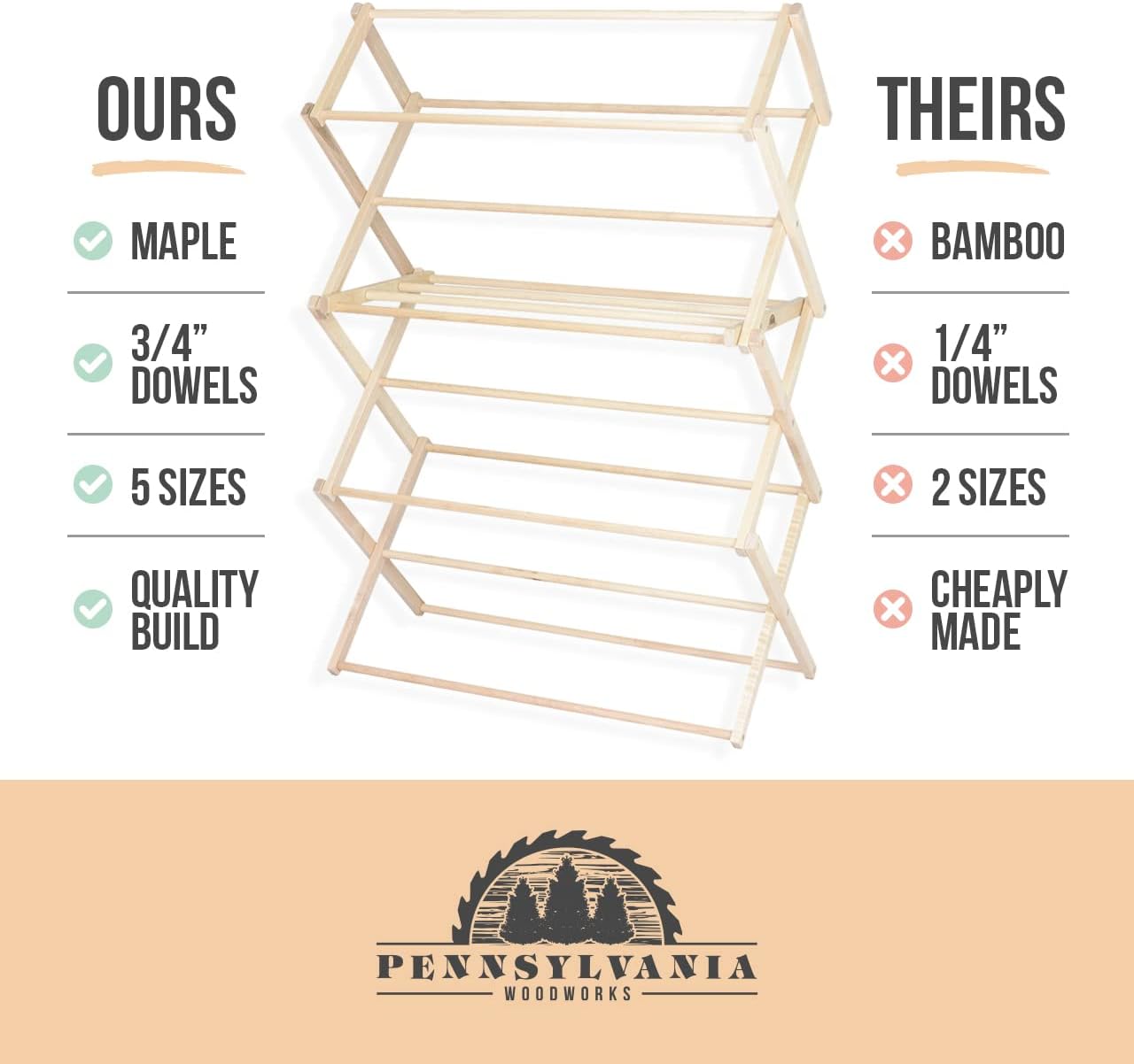 Pennsylvania Woodworks Extra Large Folding Drying Rack