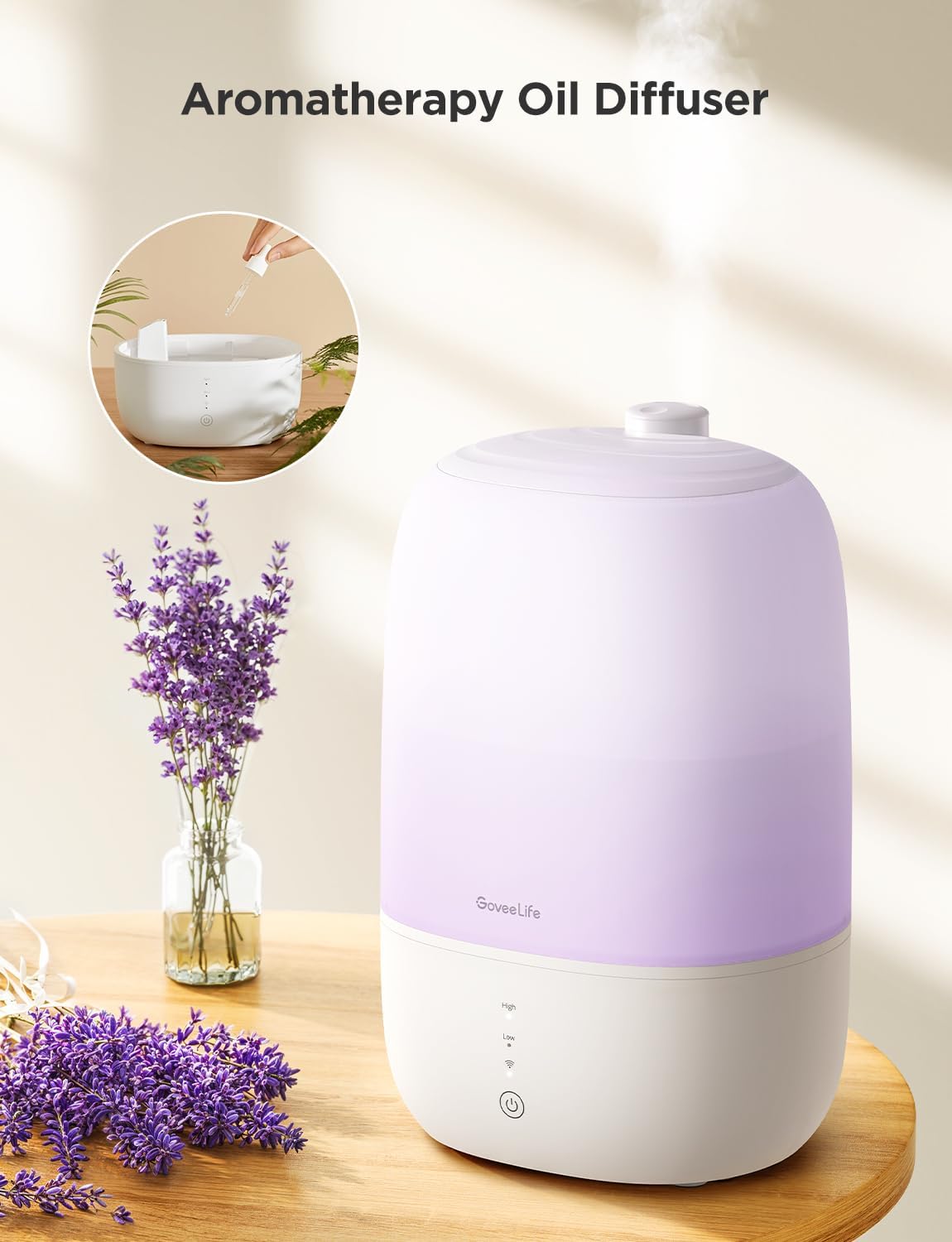 GoveeLife Smart Humidifier with Essential Oil Diffuser and Night Light