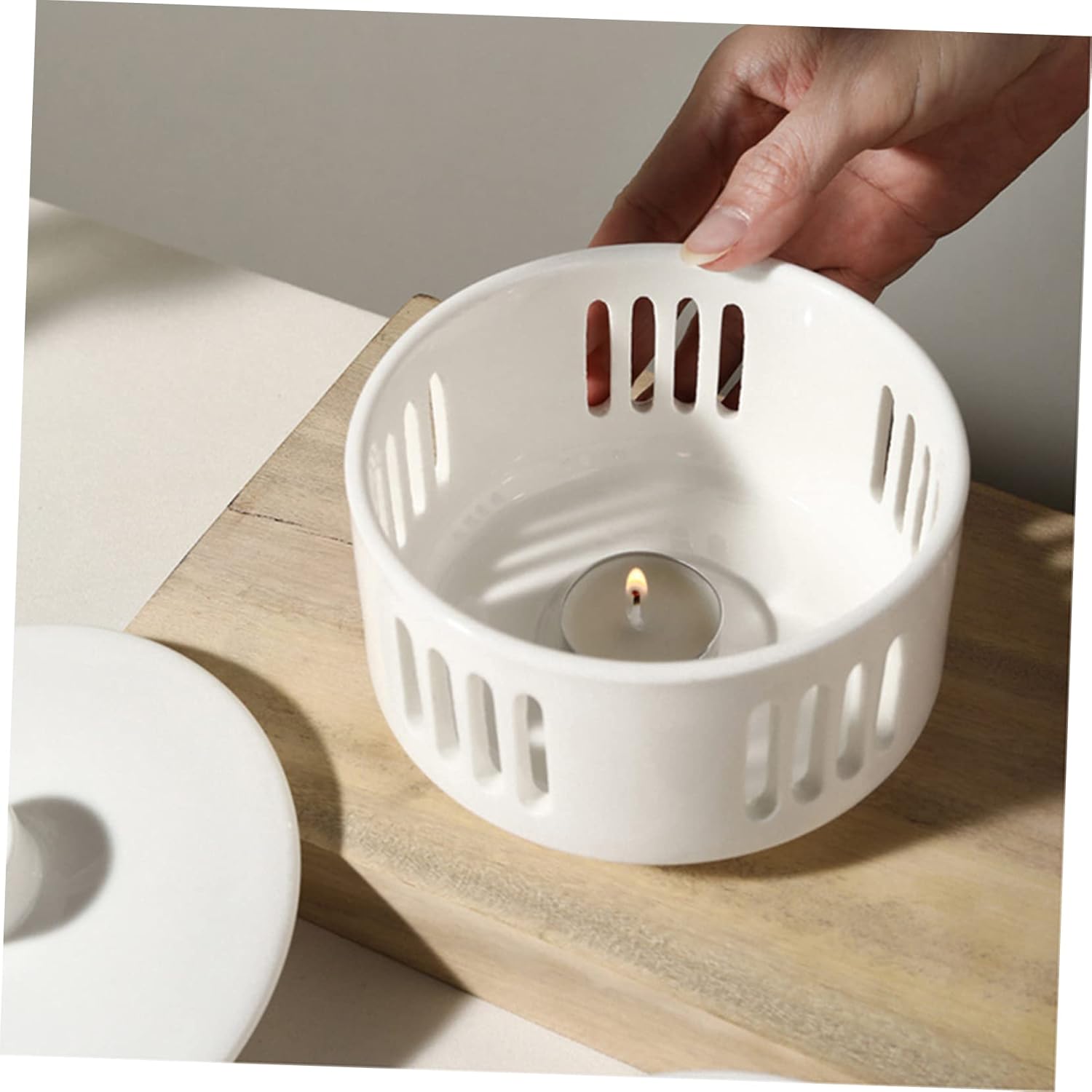Ceramic Stew Pot Lid with Heating Base Soup Bowl Set