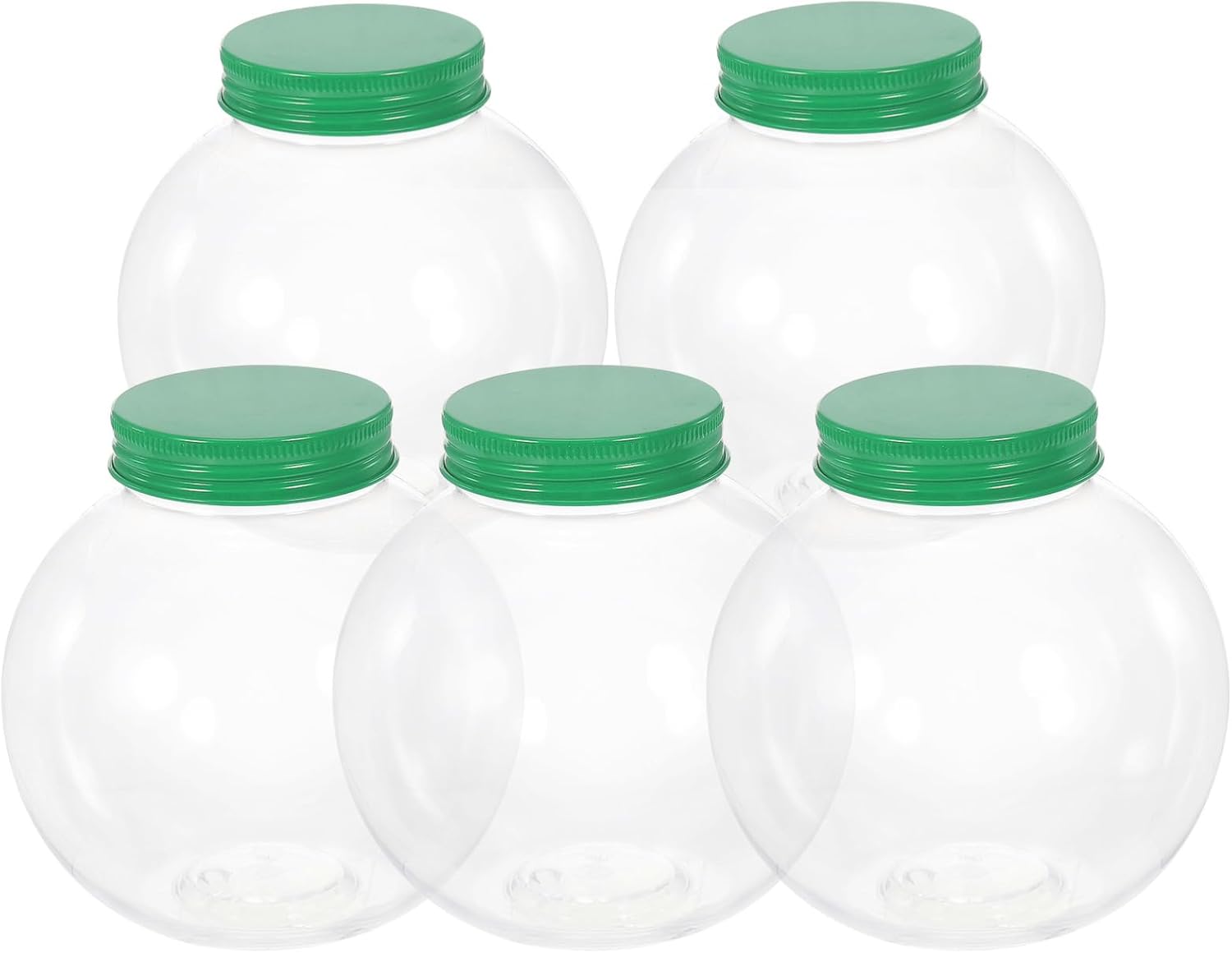 KALLORY 5Pcs Christmas Ball Shaped Candy Jars with Sealing Lids