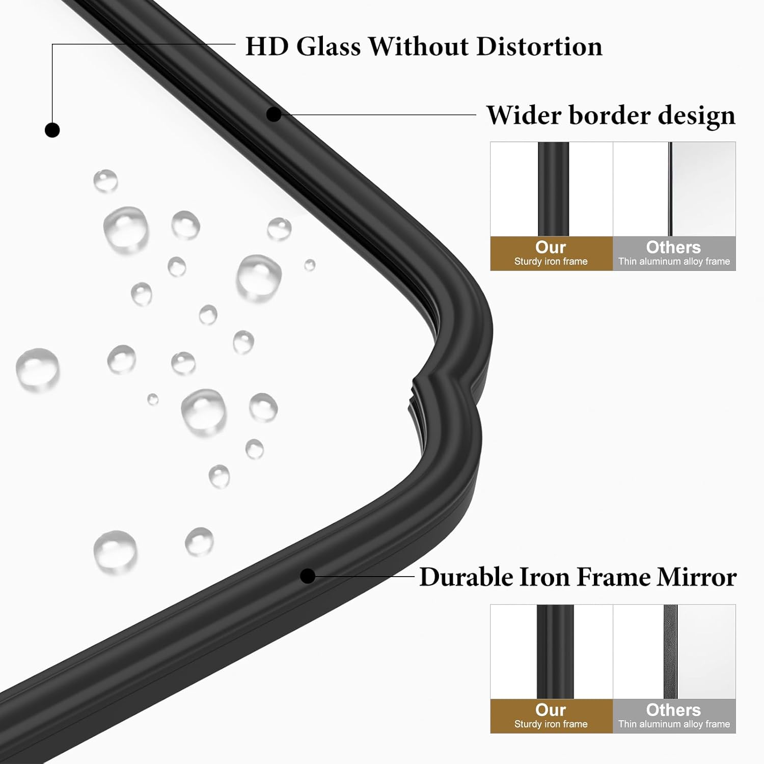 18x24 Inch Black Wall Mirror with Metal Frame