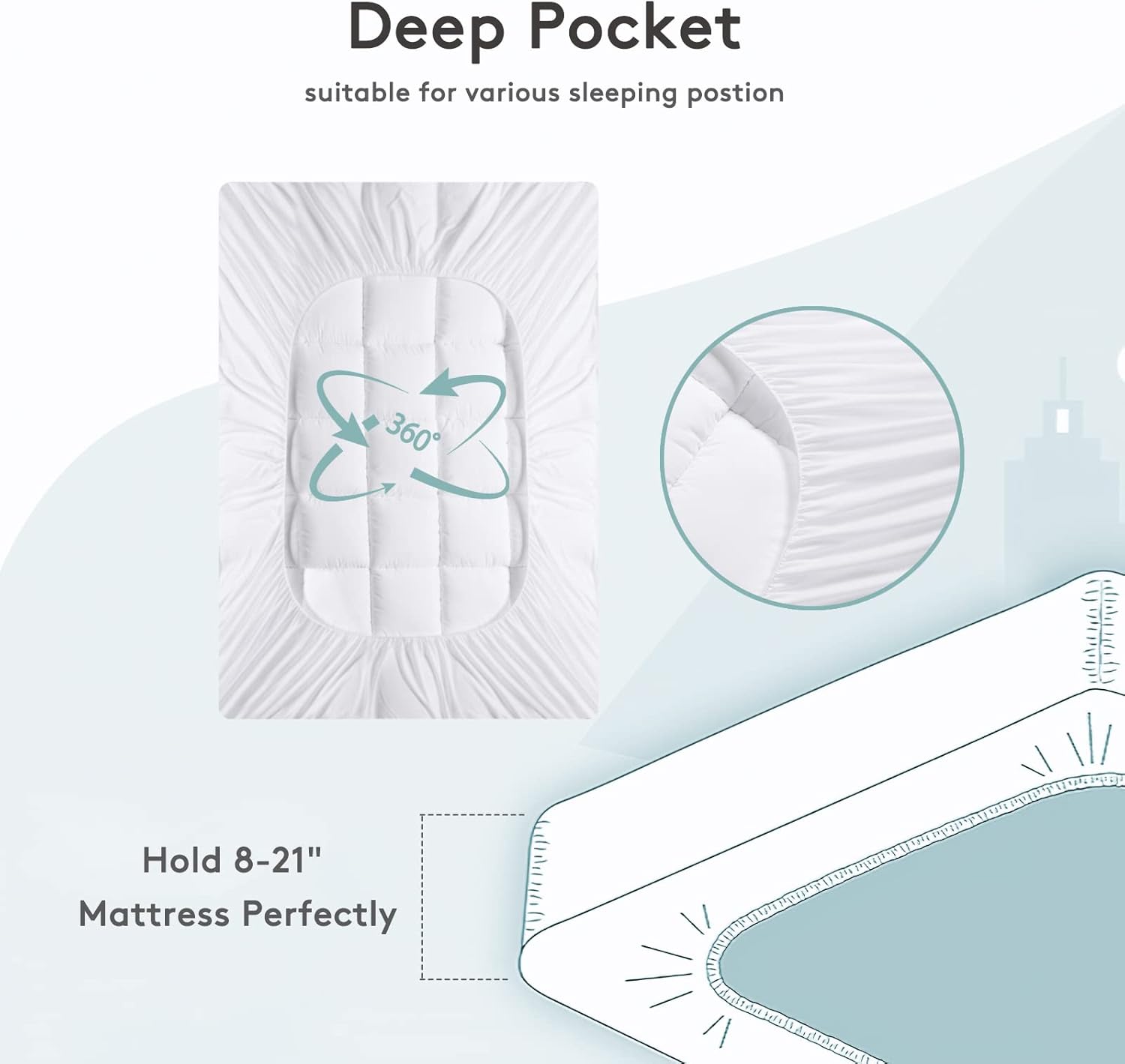 SameBed Queen Mattress Topper with 8-21 Inch Deep Pocket