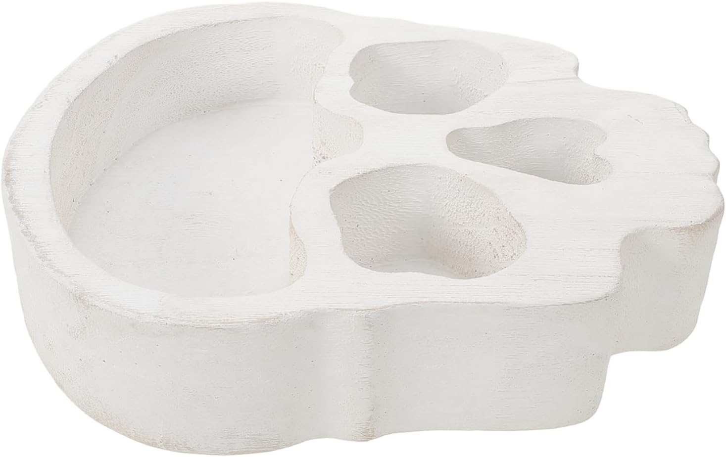 Skull-Shaped Wood Candle Holder Halloween Serving Tray