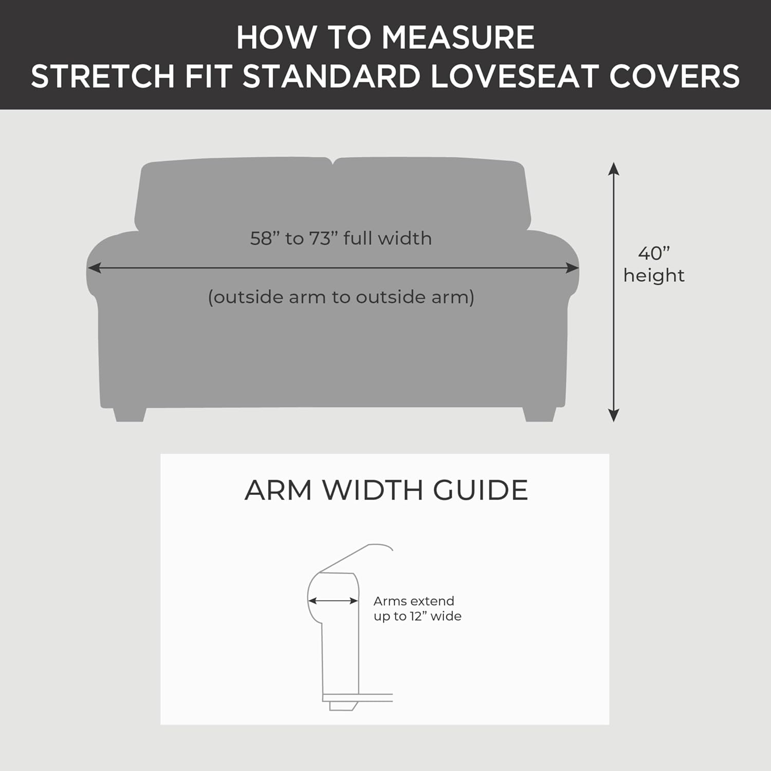 SureFit Stretch Pique 2-Seat Loveseat Covers - Flannel Gray