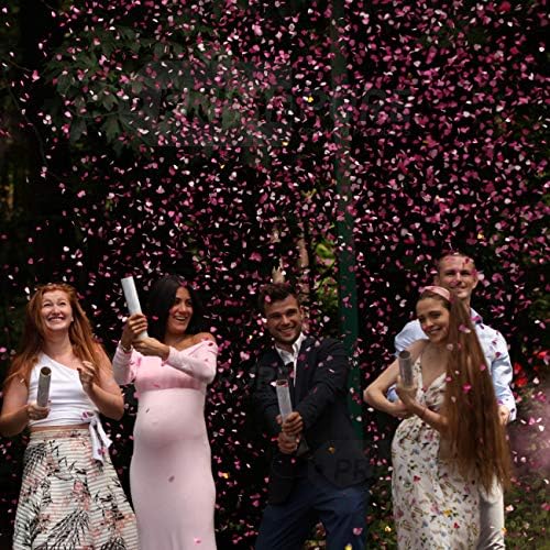 PrimePure Pink Heart Shaped Confetti Cannon - 2 Pack Gender Reveal Party Poppers