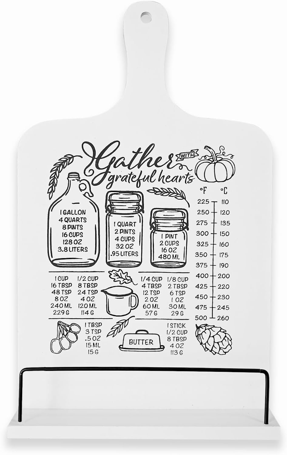 Wooden Cookbook Stand with Conversion Chart