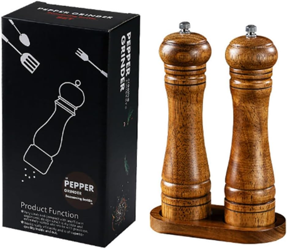 LETSKAB 2 Piece Adjustable Wooden Salt and Pepper Mill Set