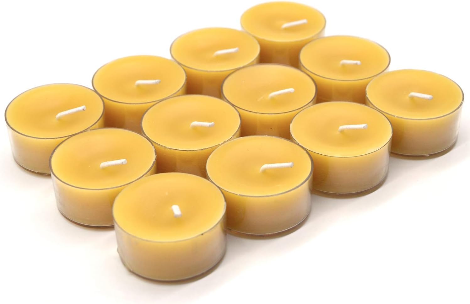 Natural Yellow Beeswax Tea Light Candles 12pcs Organic Scented Clean Burning