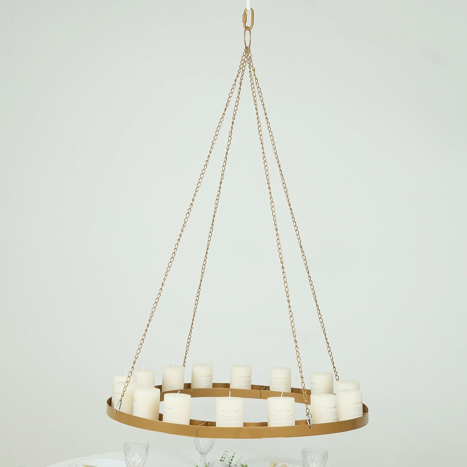 Efavormart Gold Hanging Floral Chandelier Frame - 32 Round